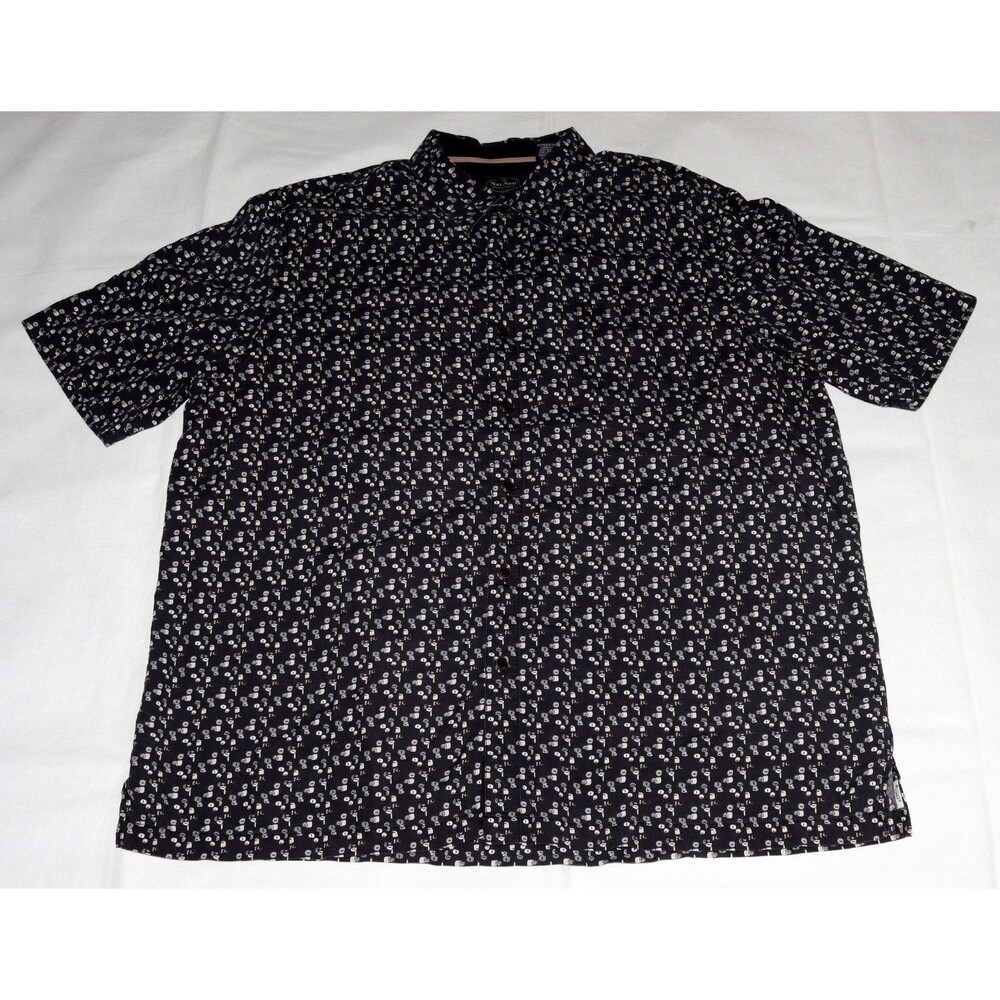 Nat Nast Luxury Originals Men Short Sleeve Button Front Geometric Shirt Size 2XL